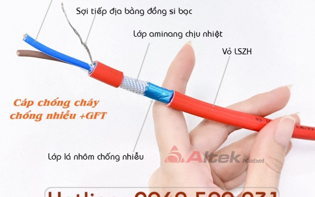 Cáp chống cháy Altek kabel 2 Core x 1.0 + AL + E + GFT có chống nhiễu