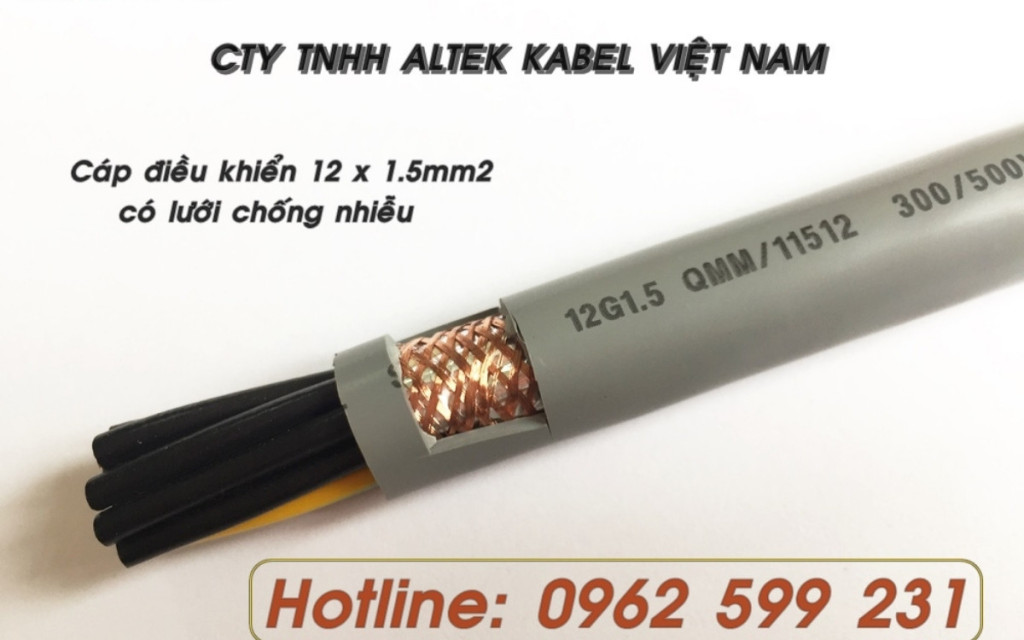 Cáp điều khiển Altek kabel 12 lõi 1,5mm2 có lưới chống nhiễu