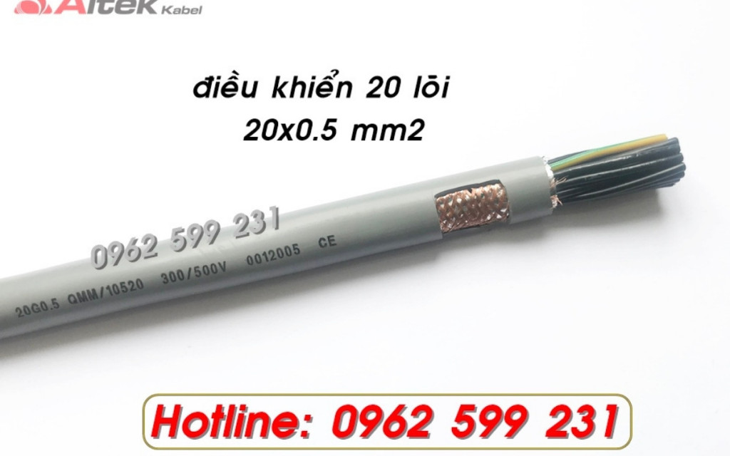 Cáp điều khiển Altek kabel 20 lõi 0,5mm2 có lưới chống nhiễu