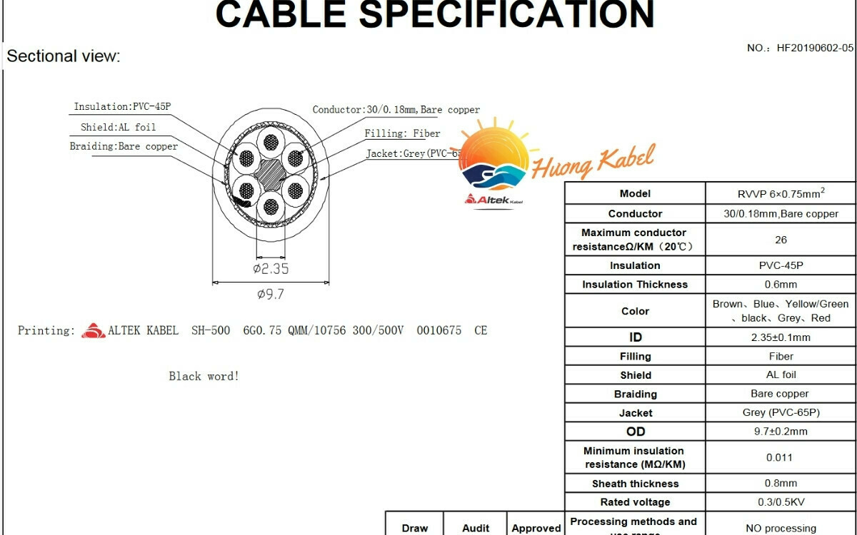 Cáp điều khiển Altek kabel 6 lõi 0,75mm2 Có lưới chống nhiễu