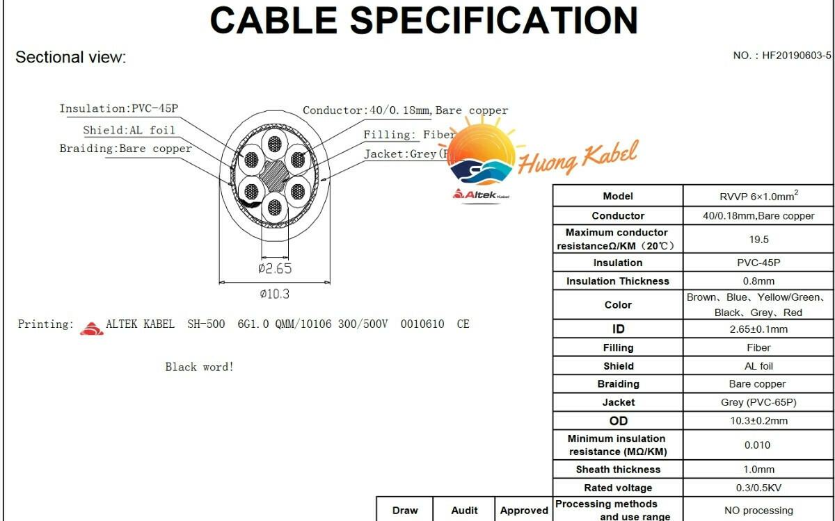 Cáp điều khiển Altek kabel 6 lõi 1,0mm2 Có lưới chống nhiễu