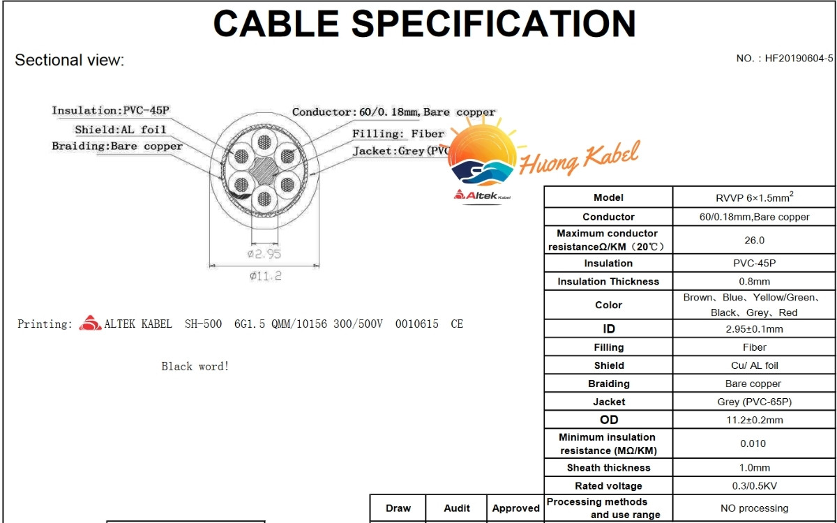 Cáp điều khiển Altek kabel 6 lõi 1,5mm2 Có lưới chống nhiễu