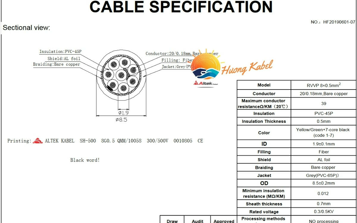 Cáp điều khiển Altek kabel 8 lõi 0,5mm2 có lưới chống nhiễu