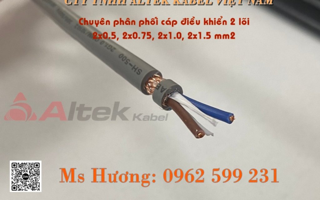 Cáp điều khiển Altekkabel 2 lõi 0,75mm2 Có lưới chống nhiễu