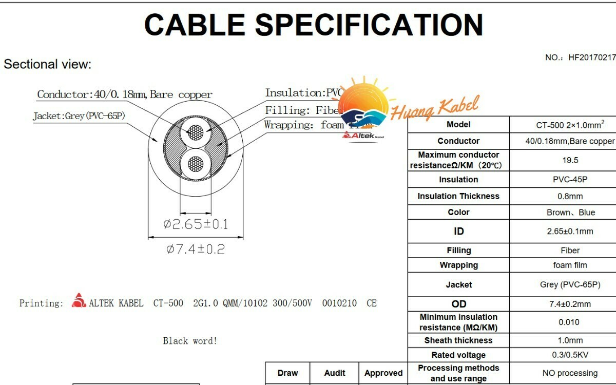 Cáp điều khiển Altekkabel 2 lõi 1,0mm2 không chống nhiễu