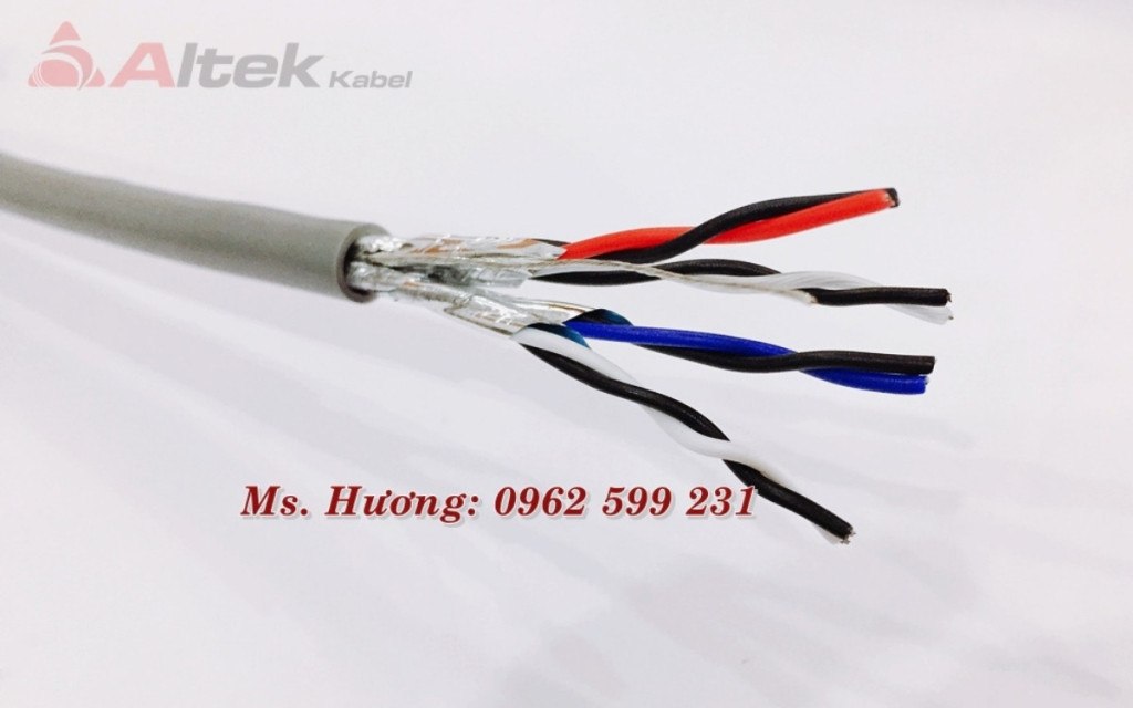 Cáp tín hiệu vặn xoắn Altek kabel 4 Pair 18AWG + AL Foil 1 lớp chống nhiễu